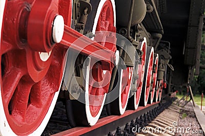 Steam locomotive wheels Stock Photo