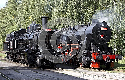 steam locomotives & x28;555.301+434.1001& x29;, depot Luzna u Rakovnika, C Stock Photo