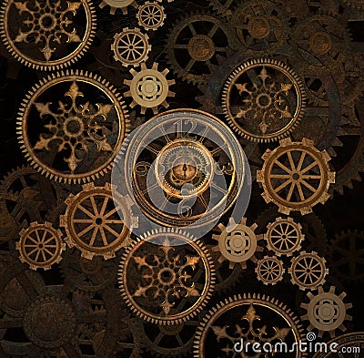 Steam punk gears background Stock Photo