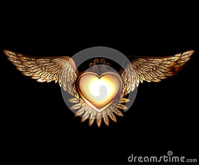 Steam punk style heart and wings Vector Illustration