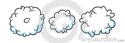 Steam ring and clouds in comic style. Set of round clouds of vapour or smoke. Vector illustration Vector Illustration