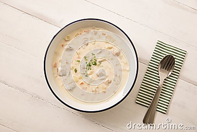 Warm clam chowder Stock Photo