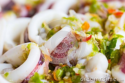 Steam squid with spicy chili and lemon sauce Stock Photo