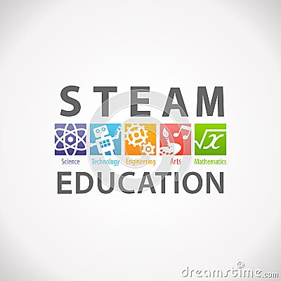 STEAM STEM Education Logo. Science Technology Engineering Arts Mathematics. Vector Illustration