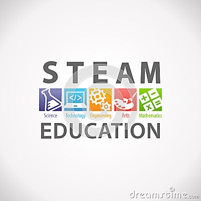 STEAM STEM Education Logo. Science Technology Engineering Arts Mathematics. Vector Illustration