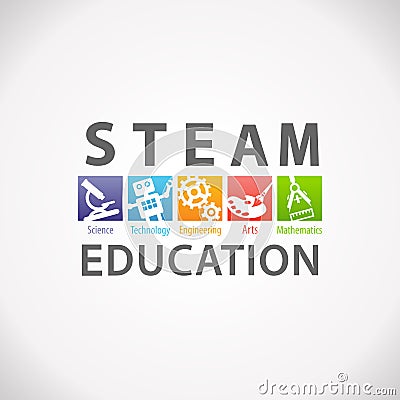 STEAM STEM Education Logo. Science Technology Engineering Arts Mathematics. Vector Illustration