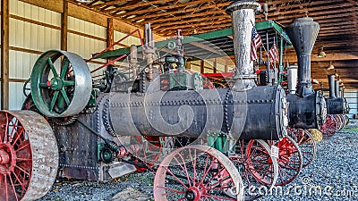 Steam threshers on display Editorial Stock Photo