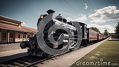 steam train in the countryside old train train station Stock Photo