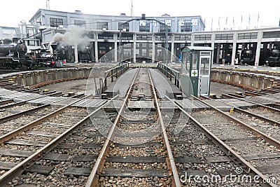 Steam train depot at Kyoto Railway Museum Editorial Stock Photo