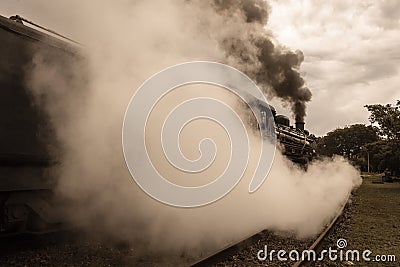 Steam Train Locomotive Closeup Exhausts Vintage Stock Photo
