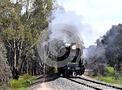 Steam Train Locomotive in Echuca Moama Editorial Stock Photo