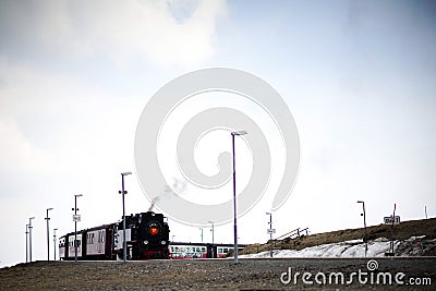 Steam train on the mountain Editorial Stock Photo
