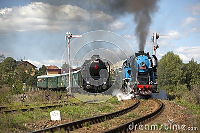 steam trains from Krupa station, steam locomotive called Parrot Stock Photo