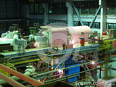 Steam turbine machinery, pipes, tubes Stock Photo