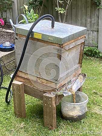 Steam Wax Extractor in use extracting beeswax from honey frames. Stock Photo