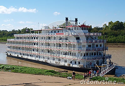 Steamboat on Mississippi River Editorial Stock Photo