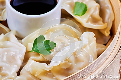 Steamed Asian dumplings Stock Photo