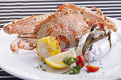 Steamed Blue Crab Stock Photo
