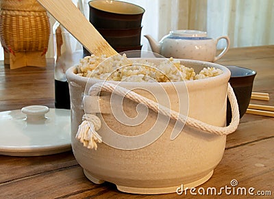 Steamed Brown Rice Stock Photo