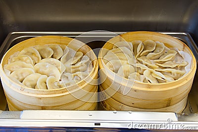 Steamed bun in steamer Stock Photo