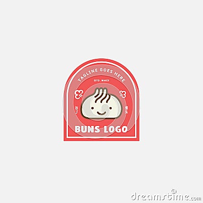 Steamed buns logo design vector template. chinese text translation Vector Illustration
