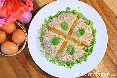 Steamed Egg Thai food closeup Stock Photo