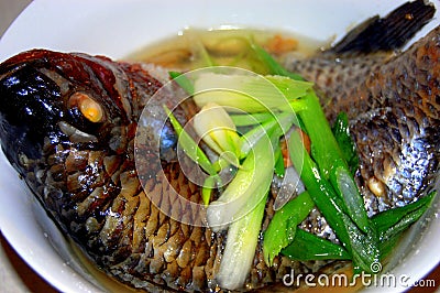 Steamed fish Stock Photo