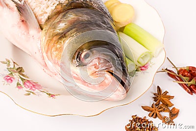 Steamed Fish Head ,Chinese food Stock Photo