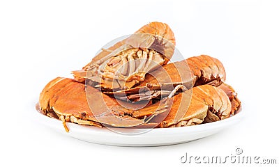 Steamed flathead lobsters isolated on white background Stock Photo