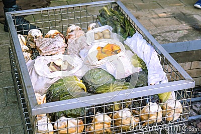 Steamed hangi food: meat and vegetables cooked in a traditional Stock Photo