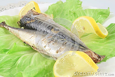Steamed mackerel Stock Photo