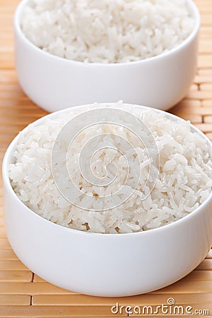 Steamed rice in bowl Stock Photo