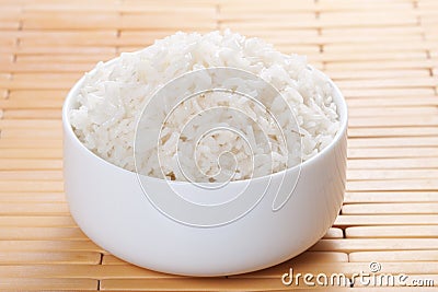 Steamed rice in bowl Stock Photo