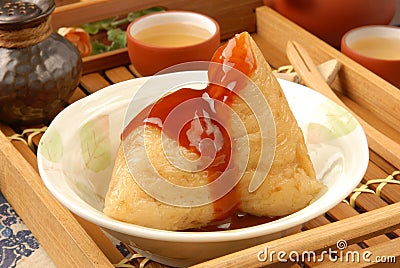 Steamed rice dumpling Stock Photo