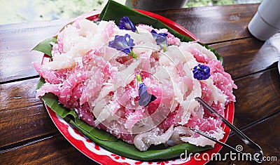 Steamed Rice Flour, Thai dessert Stock Photo