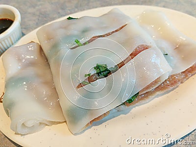 Steamed rice rolls Stock Photo