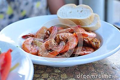 Steamed Shrimp Stock Photo