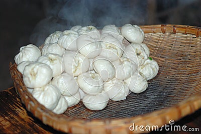 Steamed stuffed bun Stock Photo