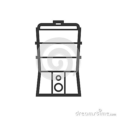 Steamer, double boiler outline single isolated vector icon Vector Illustration