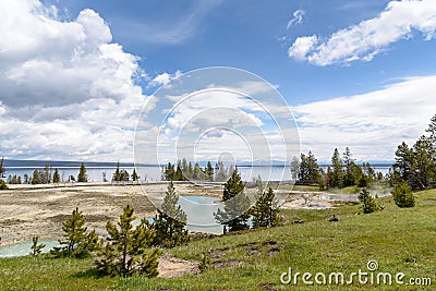 Steaming aqua hot spring Editorial Stock Photo