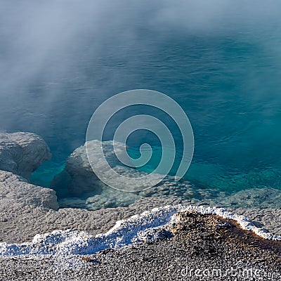 Steaming Aqua Waters of Thermal Pool Stock Photo