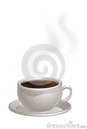 Steaming Coffee Cup on Saucer Vector Illustration