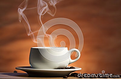 Steaming cup of coffee Stock Photo