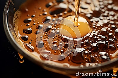 Steaming Espresso foam cup shot. Generate Ai Stock Photo