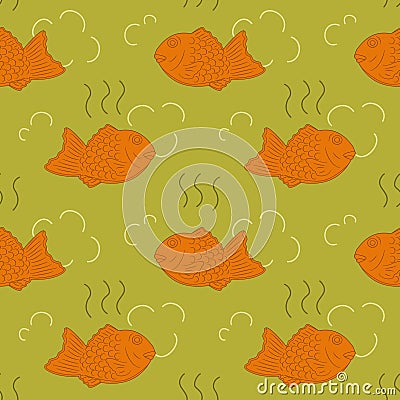 Steaming hot Taiyaki, Japanese fish-shaped cake or Bungeo-ppang seamless pattern background. Vector Illustration