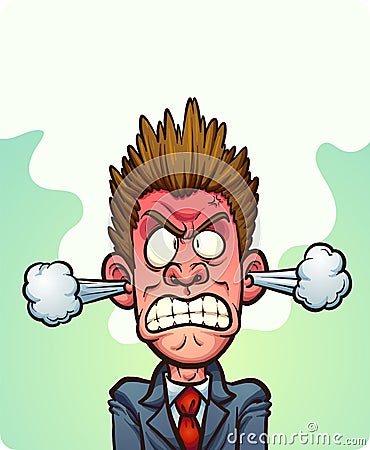 Steaming mad man with vapor coming out of ears Vector Illustration