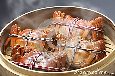 Steaming shanghai hairy crabs, chinese cuisine Stock Photo