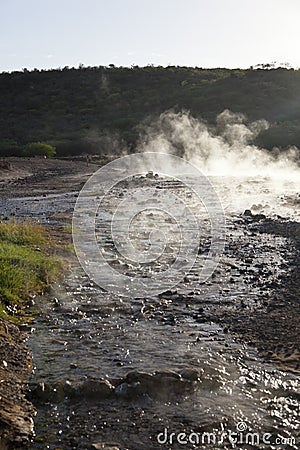 Steaming water at Lake Bogoria, Kenya Stock Photo