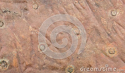 Steampunk Abstract background of old riveted copper sheet cladding Stock Photo