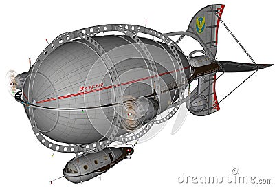 Steampunk Airship Zeppelin Macine Isolated Stock Photo